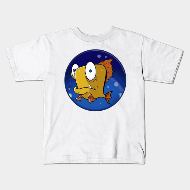 Funny fish with bubbles Kids T-Shirt by D.M.S.@rt